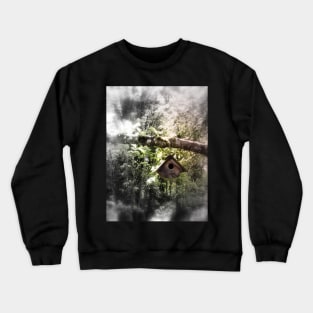 bird house in the apple tree Crewneck Sweatshirt